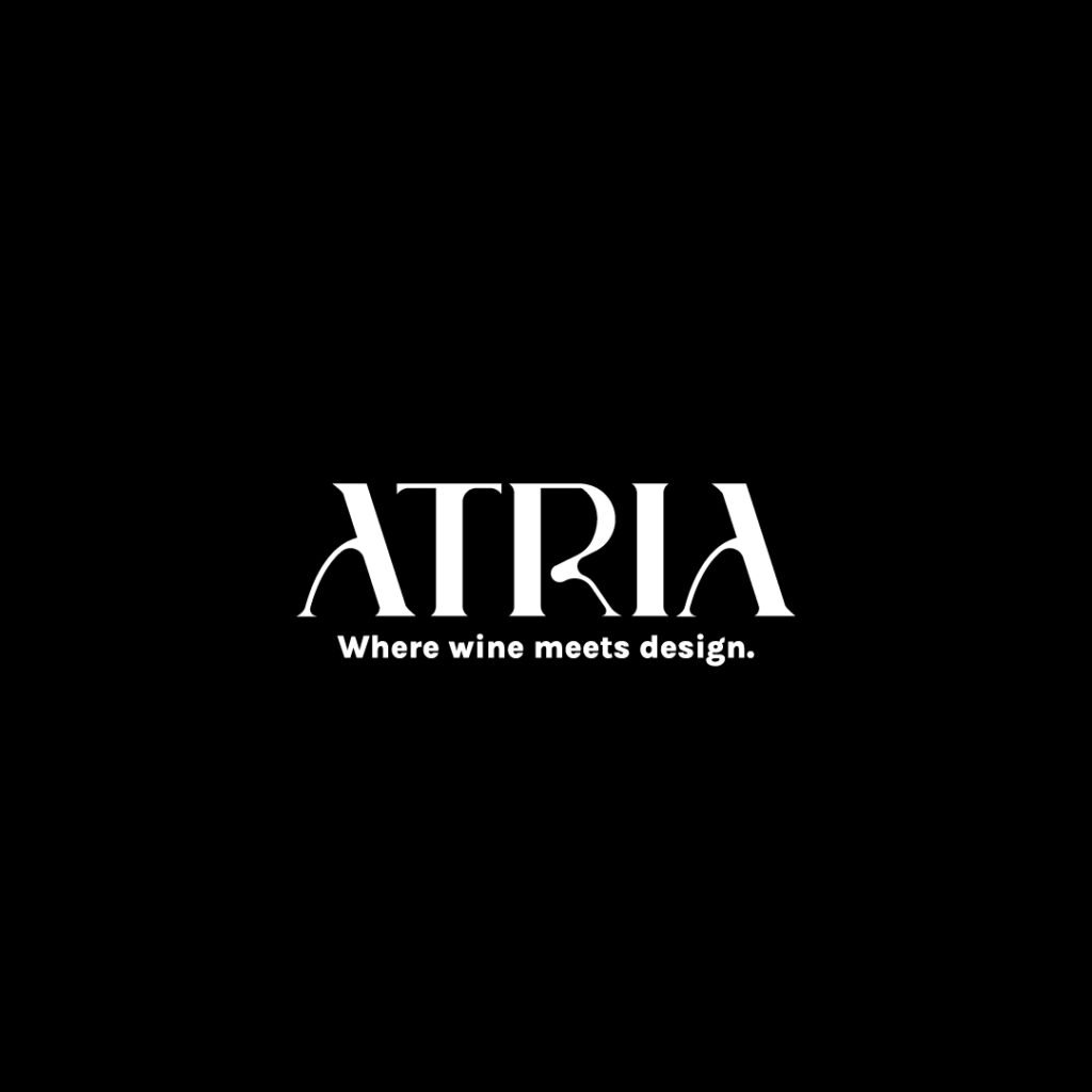 Atria wine and dine branding project – elegant black and white logo and visual identity by RaDesign