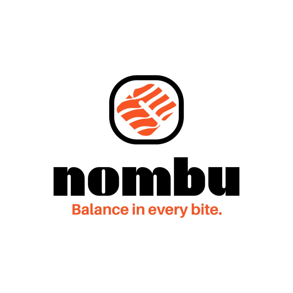Nombu sushi bar logo – minimalist Japanese-inspired branding in orange and black